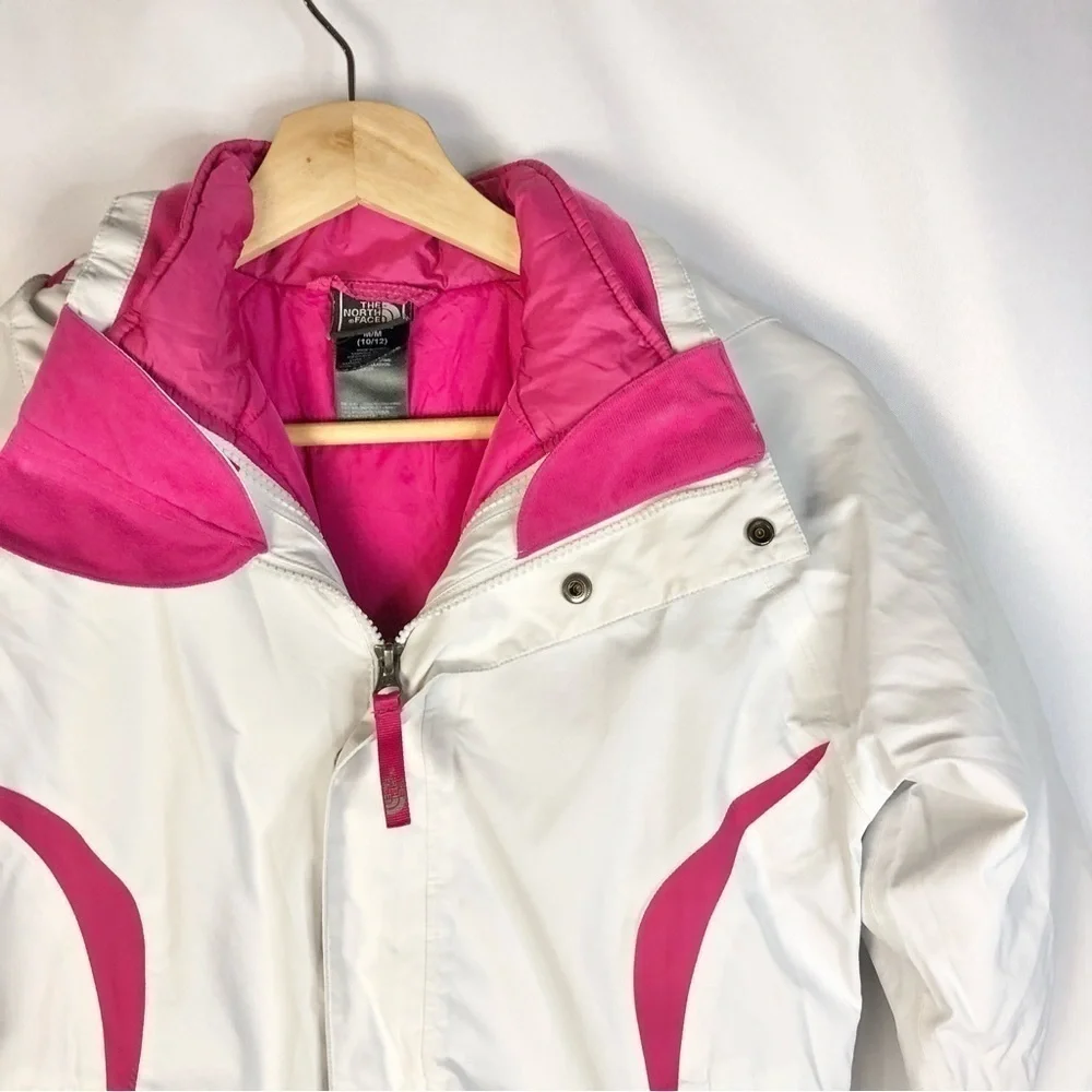 The North Face White & Hot‎ Pink Double Layer Ski Winter Jacket M